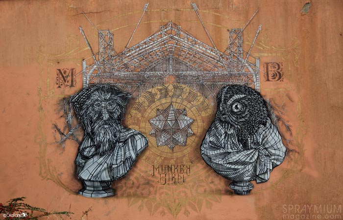 monkey bird evry street art pochoir stencil spraymium